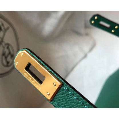 HERM Kelly Mini II Bag In Vert Vertigo Epsom Leather GHW