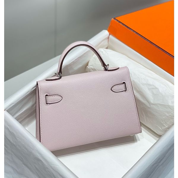 HERM Kelly Mini II Bag In Mauve Pale Epsom Leather PHW