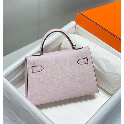 HERM Kelly Mini II Bag In Mauve Pale Epsom Leather PHW