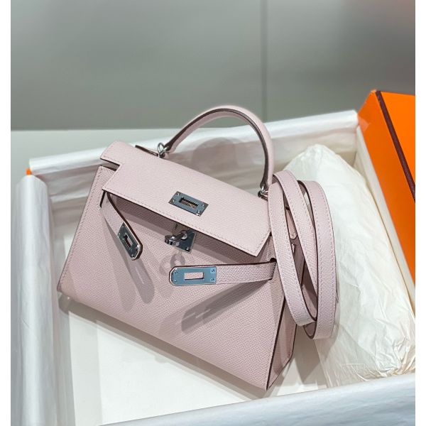 HERM Kelly Mini II Bag In Mauve Pale Epsom Leather PHW