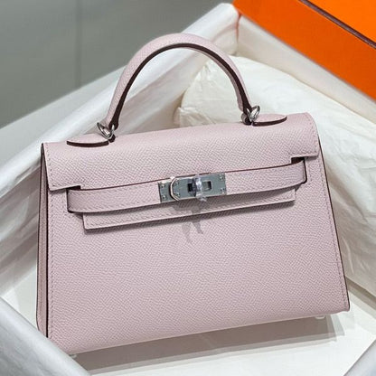 HERM Kelly Mini II Bag In Mauve Pale Epsom Leather PHW