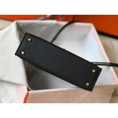 HERM Kelly Mini II Bag In Black Epsom Leather GHW