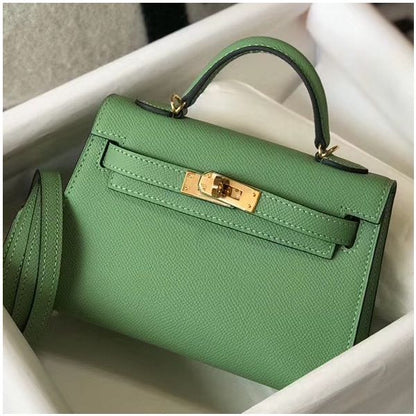 HERM Kelly Mini II Bag In Vert Criquet Epsom Leather GHW