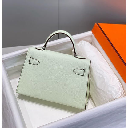 HERM Kelly Mini II Bag In Vert Fizz Epsom Leather PHW