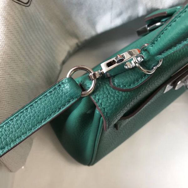HERM Kelly 20cm Bag In Vert Vertigo Clemence Leather PHW