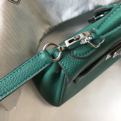 HERM Kelly 20cm Bag In Vert Vertigo Clemence Leather PHW