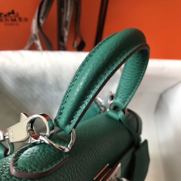 HERM Kelly 20cm Bag In Vert Vertigo Clemence Leather PHW