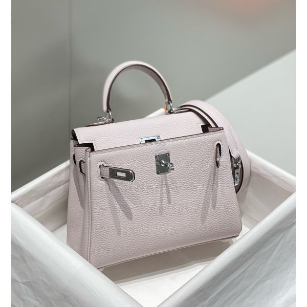 HERM Kelly 20cm Bag In Mauve Pale Clemence Leather PHW