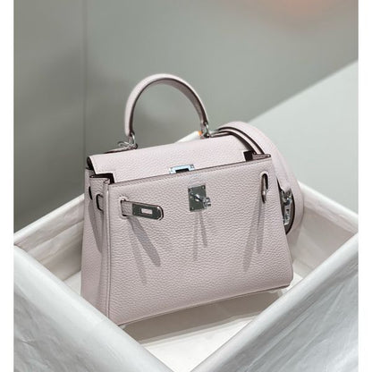 HERM Kelly 20cm Bag In Mauve Pale Clemence Leather PHW