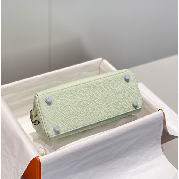 HERM Kelly 20cm Bag In Vert Fizz Clemence Leather PHW