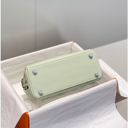 HERM Kelly 20cm Bag In Vert Fizz Clemence Leather PHW