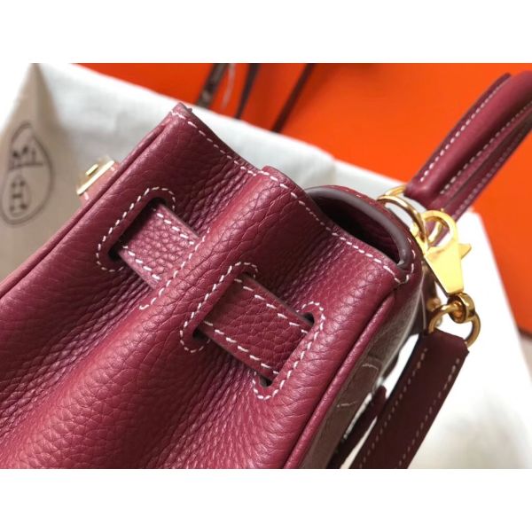 HERM Kelly 25cm Retourne Bag In Bordeaux Clemence Leather