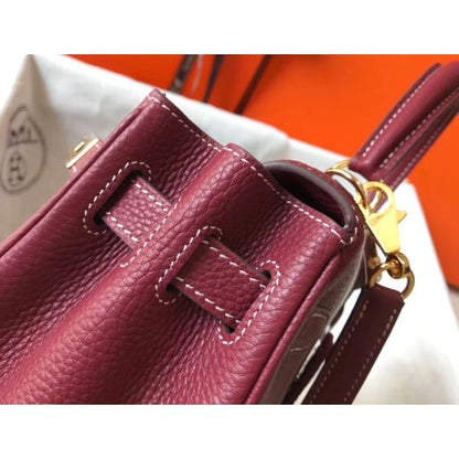 HERM Kelly 25cm Retourne Bag In Bordeaux Clemence Leather