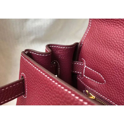 HERM Kelly 25cm Retourne Bag In Bordeaux Clemence Leather