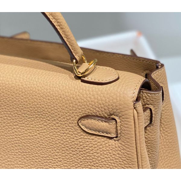 HERM Kelly 25cm Retourne Bag In Chai Clemence Leather GHW
