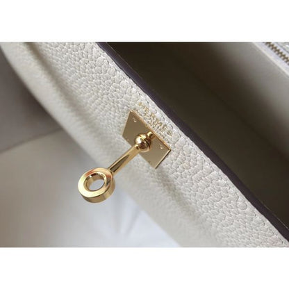 HERM Kelly 25cm Retourne Bag In Craie Clemence Leather