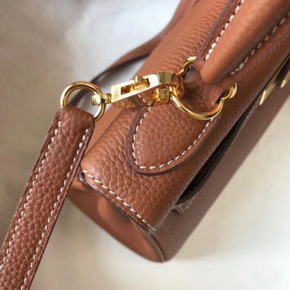 HERM Kelly 25cm Retourne Bag In Gold Clemence Leather