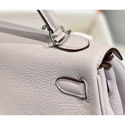 HERM Kelly 25cm Retourne Bag In Mauve Pale Clemence Leather