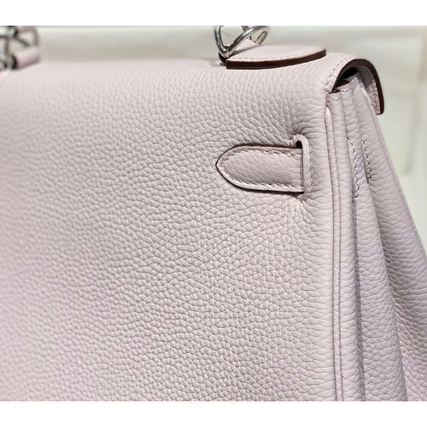 HERM Kelly 25cm Retourne Bag In Mauve Pale Clemence Leather