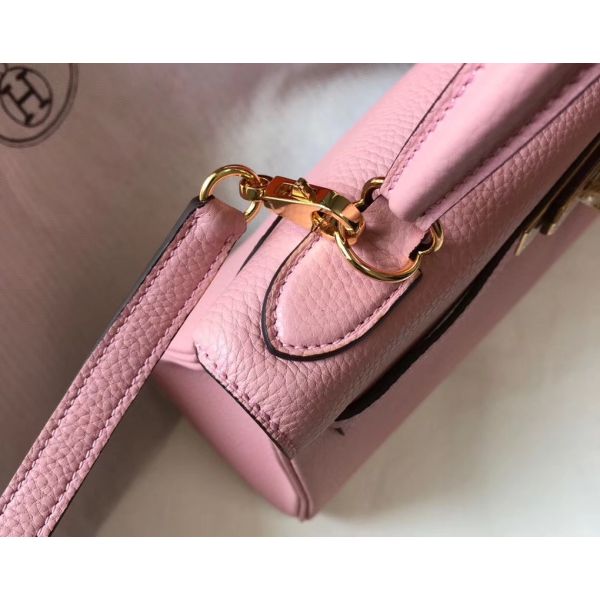 HERM Kelly 25cm Retourne Bag In Pink Clemence Leather