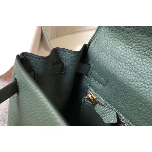 HERM Kelly 25cm Retourne Bag In Vert Amande Clemence Leather