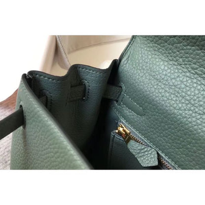 HERM Kelly 25cm Retourne Bag In Vert Amande Clemence Leather