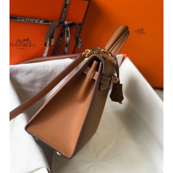 HERM Kelly 25cm Sellier Bag In Gold Epsom Leather