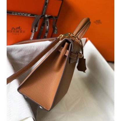 HERM Kelly 25cm Sellier Bag In Gold Epsom Leather