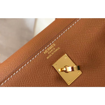 HERM Kelly 25cm Sellier Bag In Gold Epsom Leather