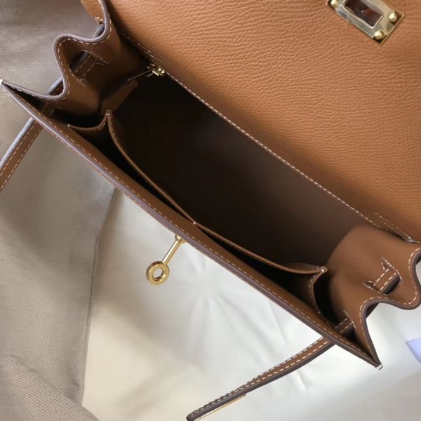 HERM Kelly 25cm Sellier Bag In Gold Epsom Leather
