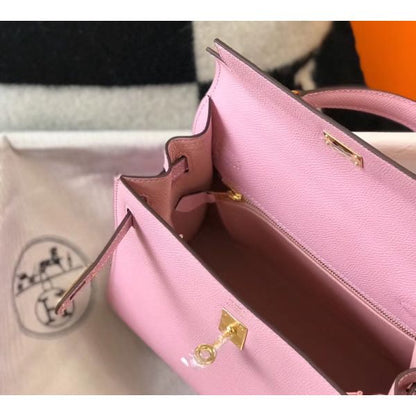 HERM Kelly 25cm Sellier Bag In Mauve Sylvestre Epsom Leather
