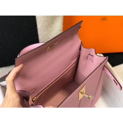HERM Kelly 25cm Sellier Bag In Mauve Sylvestre Epsom Leather