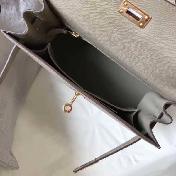 HERM Kelly 25cm Sellier Bag In Tourterelle Epsom Leather