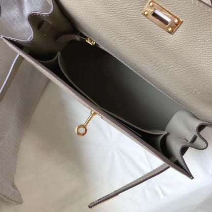 HERM Kelly 25cm Sellier Bag In Tourterelle Epsom Leather