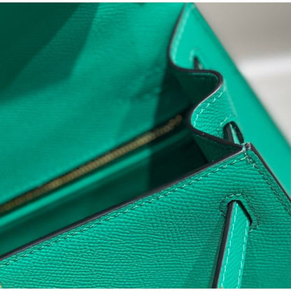 HERM Kelly 25cm Sellier Bag In Vert Jade Epsom Leather
