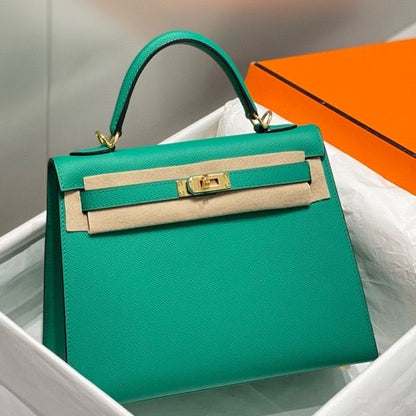 HERM Kelly 25cm Sellier Bag In Vert Jade Epsom Leather