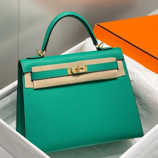 HERM Kelly 25cm Sellier Bag In Vert Jade Epsom Leather