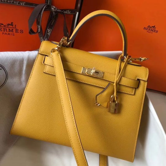HERM Kelly 25cm Sellier Bag In Yellow Epsom Leather