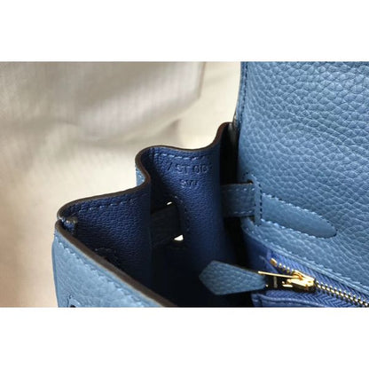 HERM Kelly 28cm Bag In Blue Agate Clemence Leather GHW