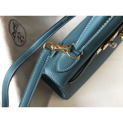 HERM Kelly 28cm Bag In Blue Jean GHW