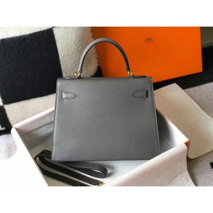 HERM Kelly 28cm Bag In Ardoise Epsom Leather GHW