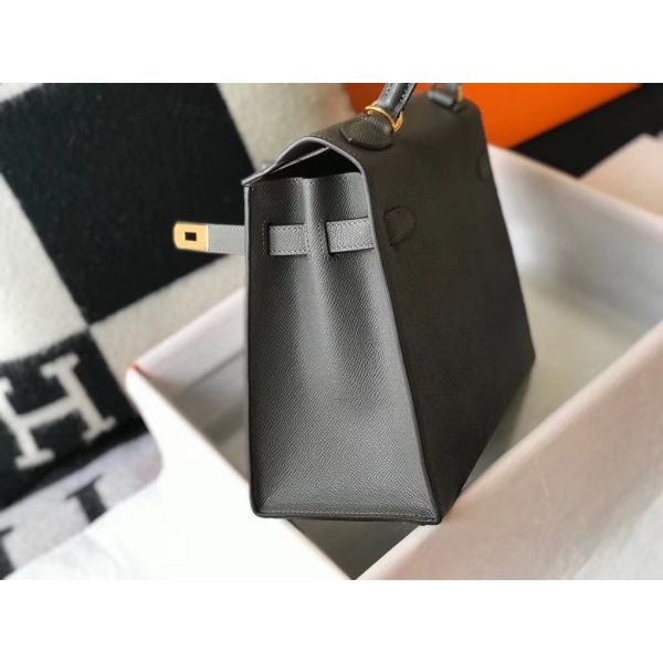 HERM Kelly 28cm Bag In Ardoise Epsom Leather GHW