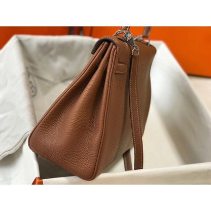 HERM Kelly 32cm Bag In Gold Clemence Leather PHW