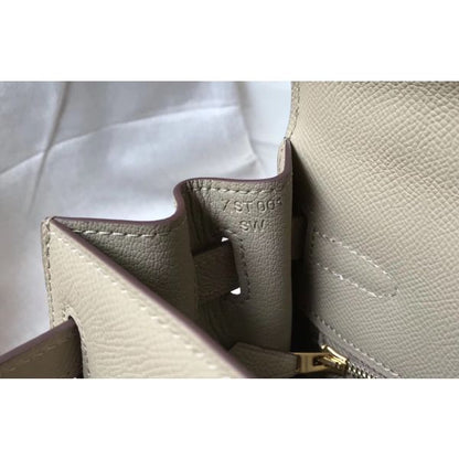 HERM Kelly 32cm Bag In Gris Tourterelle Epsom Leather GHW