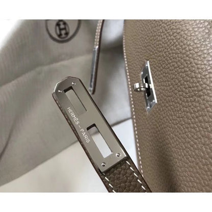 HERM Kelly Depeche 34 Briefcase In Taupe Calfskin