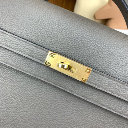 HERM Kelly Depeches 36 Briefcase in Etain Clemence Leather