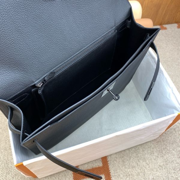 HERM Kelly Depeches 36 Monochrome Briefcase in Clemence Leather