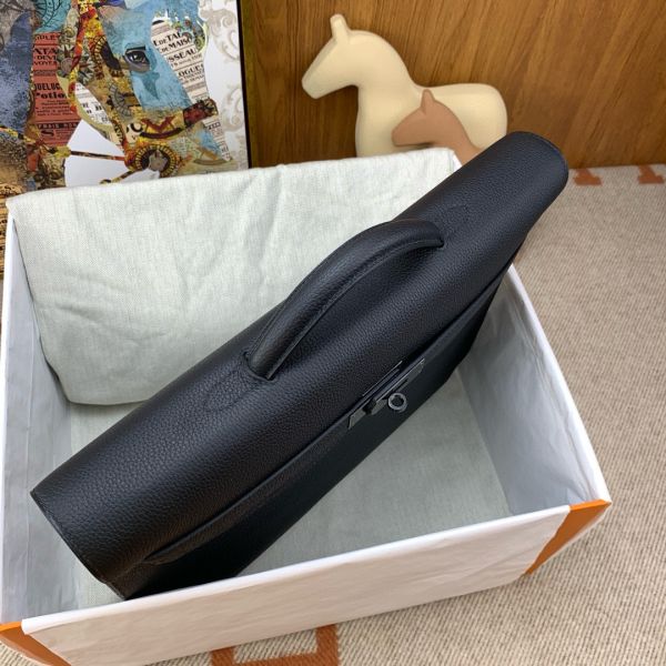 HERM Kelly Depeches 36 Monochrome Briefcase in Clemence Leather