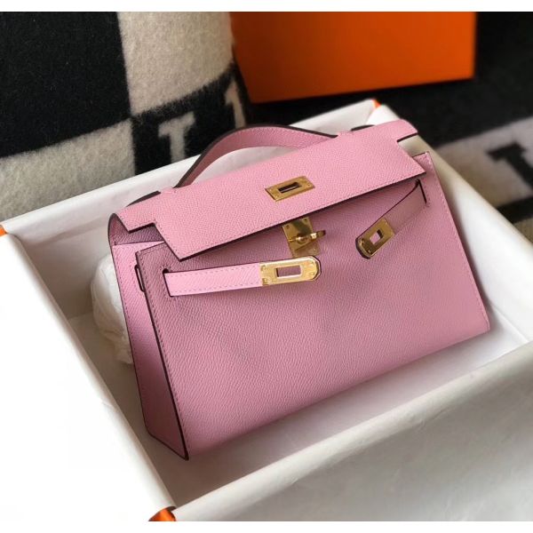 HERM Kelly Pochette Bag In Mauve Sylvestre Epsom Leather
