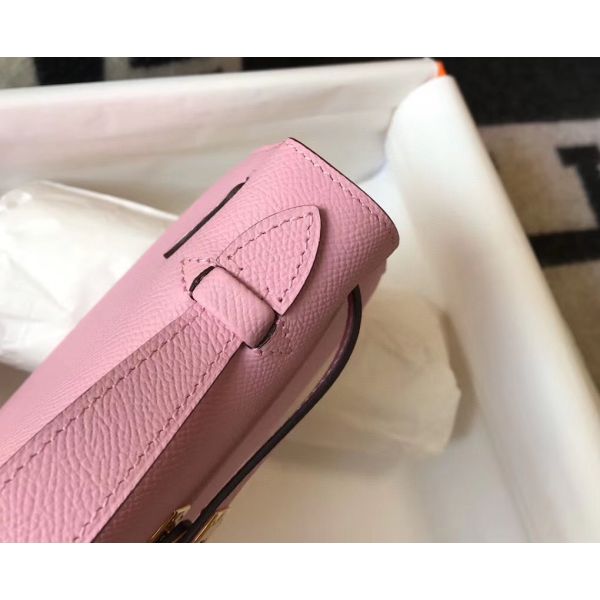 HERM Kelly Pochette Bag In Mauve Sylvestre Epsom Leather